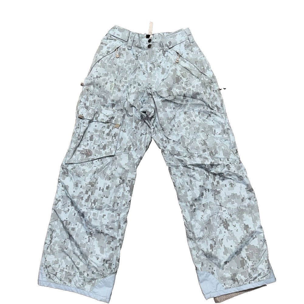 The North Face Womens' Nylon HyVent Snow Pants Light Blue Camo Size Medium